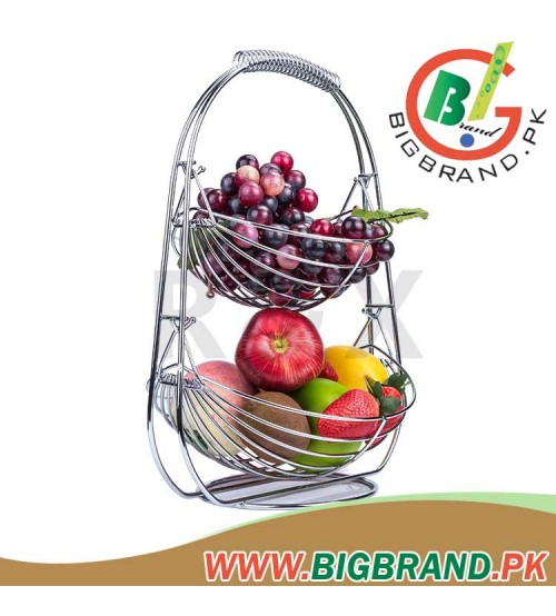 Stainless Steel Hanging Metal Wire 2 Tier Fruit Basket